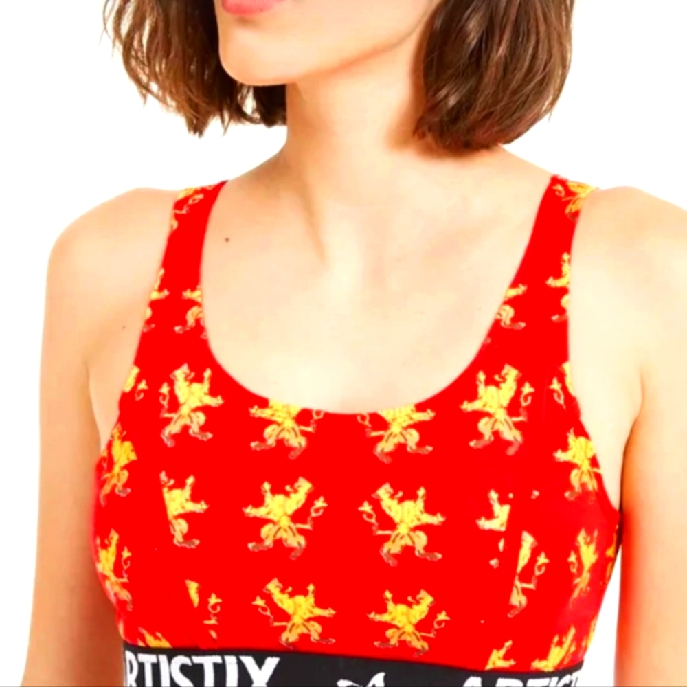Artistix Junior's Printed Logo Band Sports Bra Red Size Large